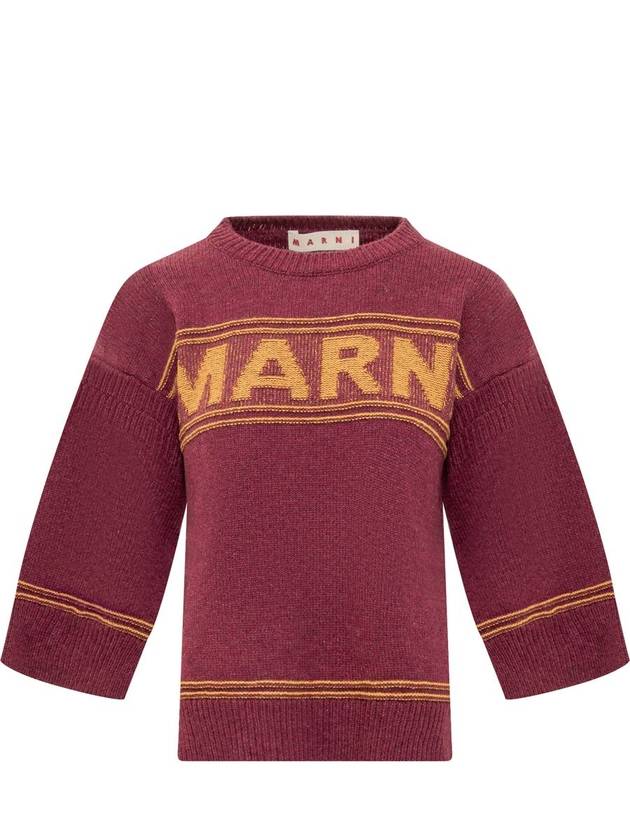 intarsia logo wool knit top ruby ??red - MARNI - BALAAN 2