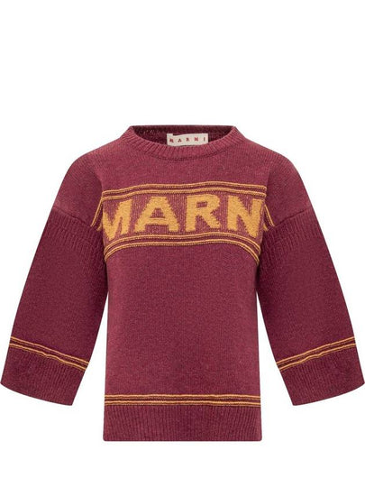 intarsia logo wool knit top ruby ??red - MARNI - BALAAN 2