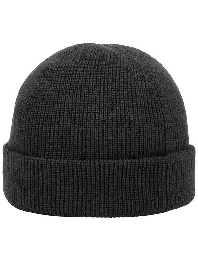 Logo Ribbed Soft Organic Cotton Beanie Black - STONE ISLAND - BALAAN 4