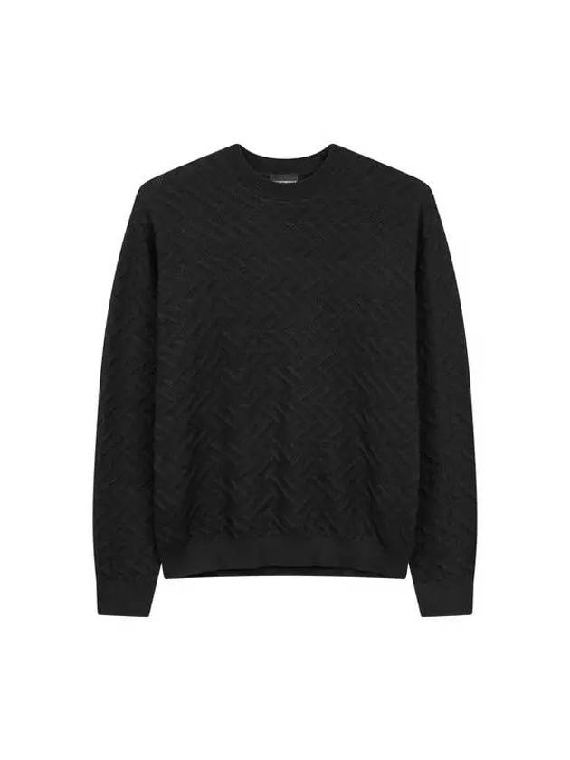 Men s Zig Zag Tissue Cotton Knit Black - EMPORIO ARMANI - BALAAN 1