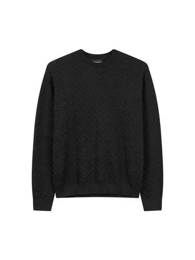 Men s Zig Zag Tissue Cotton Knit Black - EMPORIO ARMANI - BALAAN 1