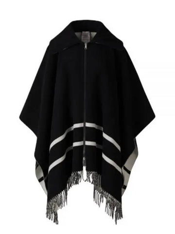 Logo Patch Wool Poncho Black - MONCLER - BALAAN 1