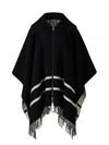 Logo Patch Wool Poncho Black - MONCLER - BALAAN 2