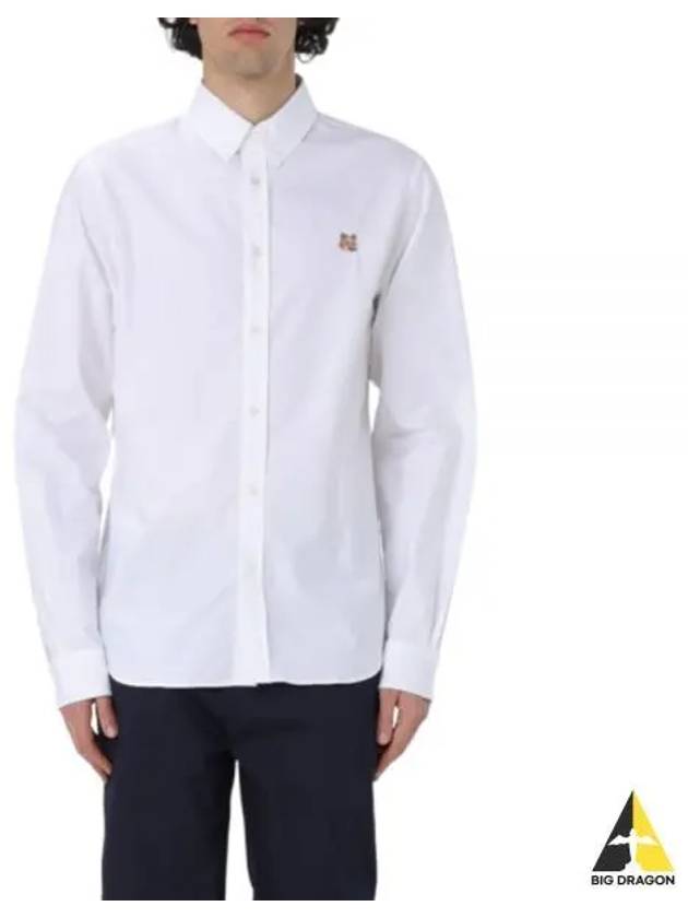 Fox Head Embroidery Long Sleeve Shirt White - MAISON KITSUNE - BALAAN 2