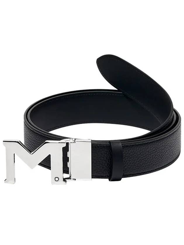 M Buckle Reversible Leather Belt Black - MONTBLANC - BALAAN 5