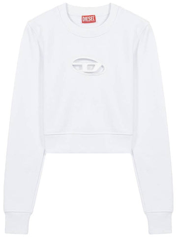 F Slimmy Cutout Logo Crop Sweatshirt White - DIESEL - BALAAN 1