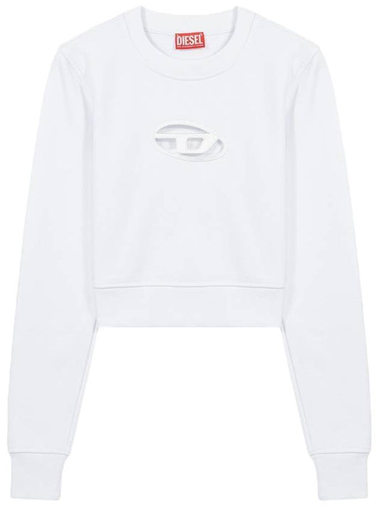 F Slimmy Cutout Logo Crop Sweatshirt White - DIESEL - BALAAN 1