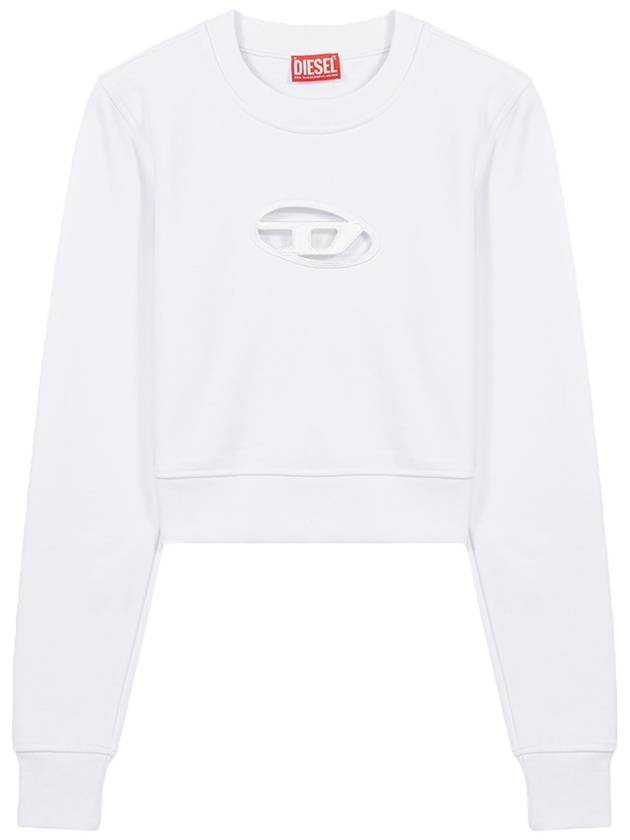 F Slimmy Cutout Logo Crop Sweatshirt White - DIESEL - BALAAN 1