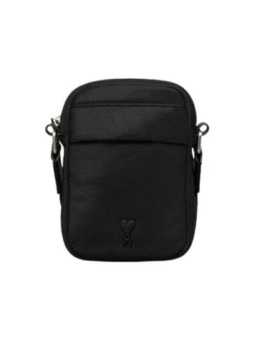 Heart logo small pocket crossbody bag black ULL011 AW0021 001 - AMI - BALAAN 1