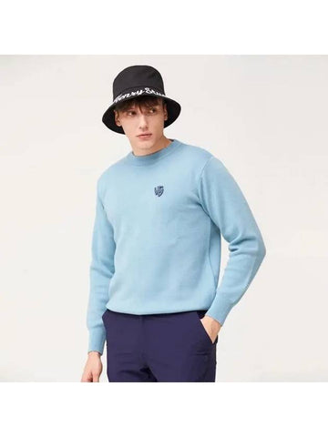 Golf Solid Knit Sweater Blue - HENRY STUART - BALAAN 1