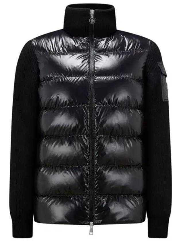 Padded Wool Cardigan Black - MONCLER - BALAAN 1