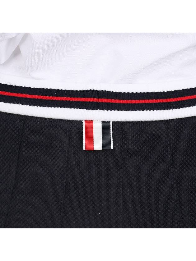 Women's Striped Band Cotton Pleated Skirt Navy - THOM BROWNE - BALAAN 8