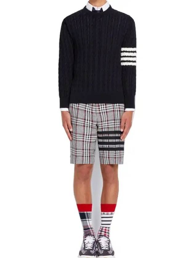 Diagonal Armband Cable Knit Top Navy - THOM BROWNE - BALAAN 5