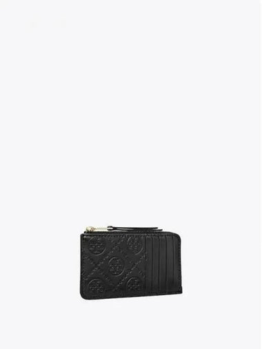 Monogram leather zip up card wallet case black domestic product GM0024080695759 - TORY BURCH - BALAAN 1