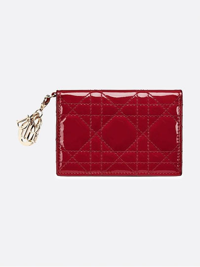 Lady Cannage Patent Calfskin Flap Card Wallet Red - DIOR - BALAAN 2