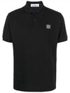 Pique Stretch Cotton Short Sleeve Polo Shirt Black - STONE ISLAND - BALAAN 2