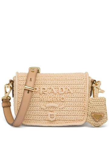 Logo Crochet Cross Bag Beige - PRADA - BALAAN 1