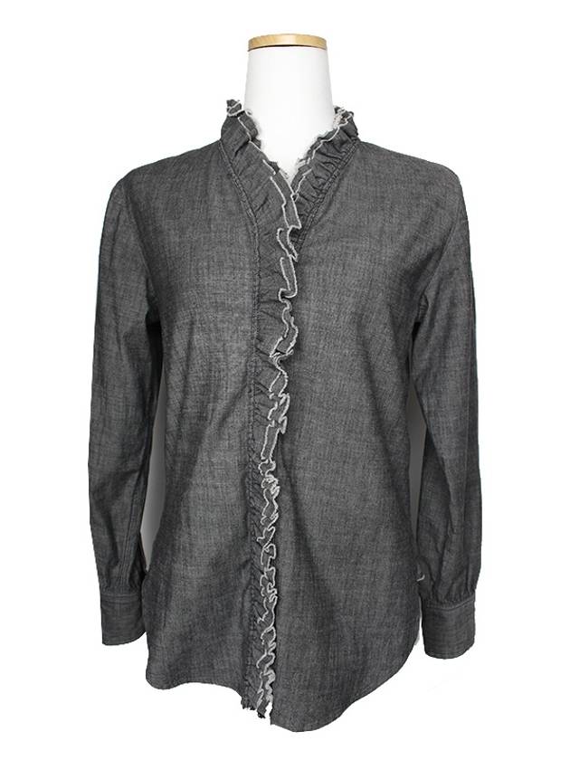 Isabel Marant Etoile charcoal gray frill blouse 44 - ISABEL MARANT ETOILE - BALAAN 1