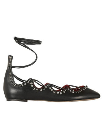 Women's Leo Strap Flats Black - ISABEL MARANT - BALAAN 1