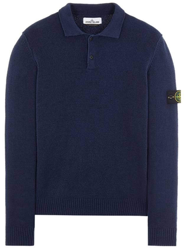 Waffen Patch Button PK Knit Top Navy - STONE ISLAND - BALAAN.