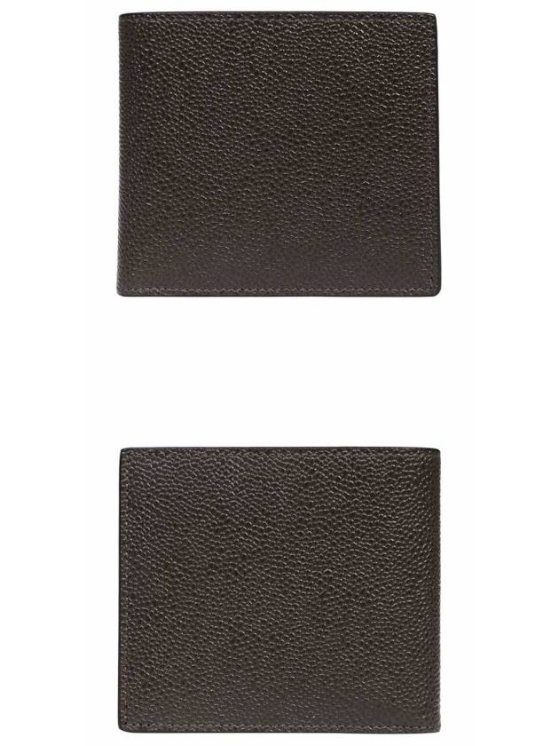 Pebble Grain Leather Half Wallet Dark Brown - THOM BROWNE - BALAAN 5