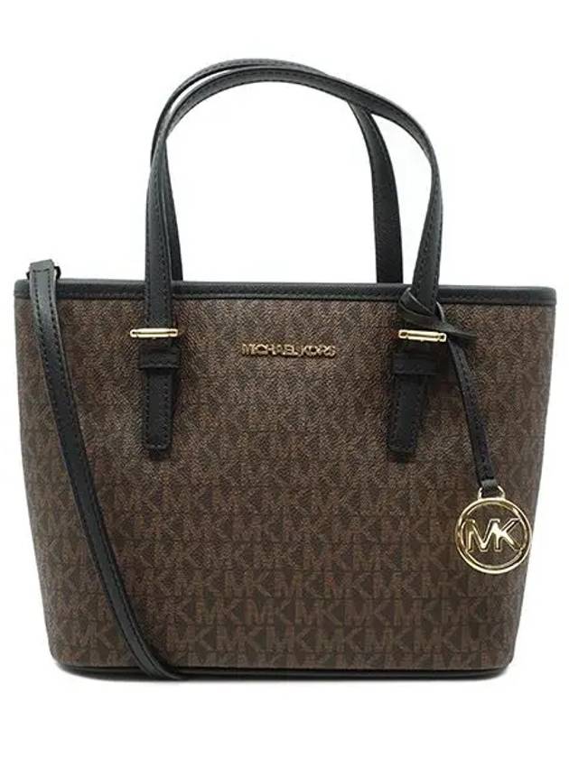 Signature two way mini women s tote bag 35T9GTVT0B BROWN BLK - MICHAEL KORS - BALAAN 1