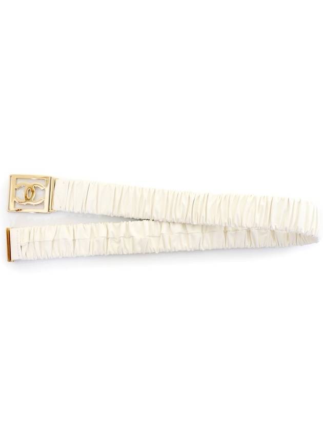 Chanel AA8782 White Banding Lambskin Gold CC Women s Belt - CHANEL - BALAAN 8