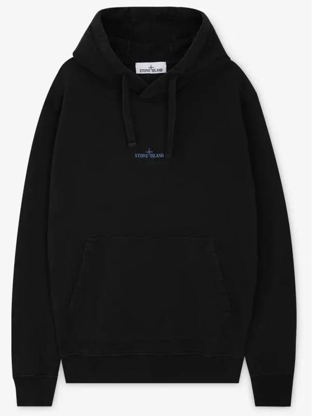 Logo Print Cotton Hoodie Black - STONE ISLAND - BALAAN 3