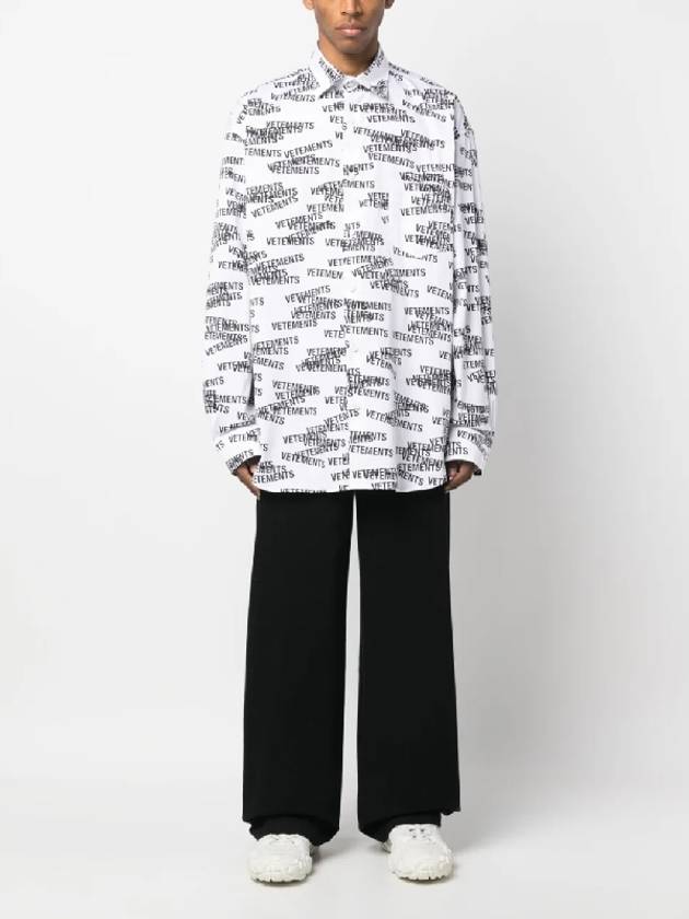 All-Over Stamp Logo Overfit Long Sleeve Shirt Black White - VETEMENTS - BALAAN 11