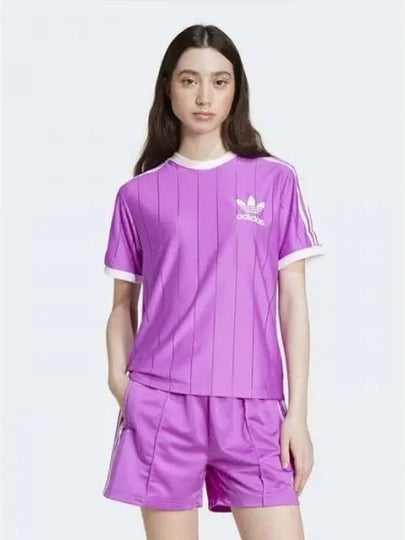 3 Pinstripe Loose Fit Short Sleeved T-Shirt Purple - ADIDAS - BALAAN 2