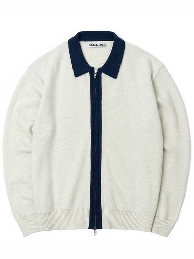 Men's Wool Nylon Cardigan Ivory - BACKANDFORTH - BALAAN 1