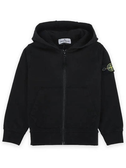 Kids Garment Dyed Heavy Weight Zip Up Hoodie Black - STONE ISLAND - BALAAN 2