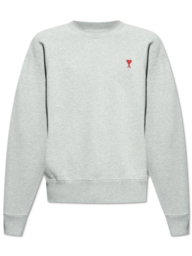 Cotton Heart Logo Sweatshirt Grey - AMI - BALAAN 2