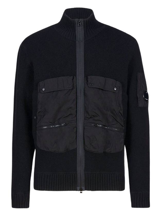 Lambswool Mixed Utility Zipped Knit Zip-Up Jacket Black - CP COMPANY - BALAAN 2