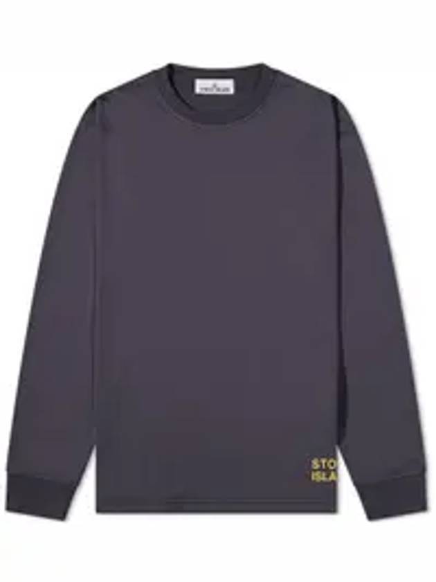 Logo Cotton Long Sleeve T-Shirt Navy - STONE ISLAND - BALAAN 2