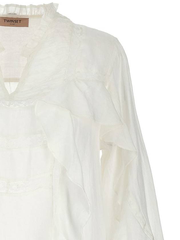 Twinset Embroidery Ruffle Blouse - TWINSET - BALAAN 3