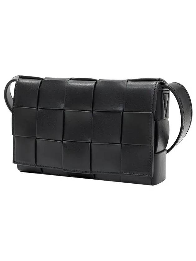 Cassette Intrecciato Small Cross Bag Black - BOTTEGA VENETA - BALAAN 4