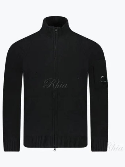 Lambswool GRS Zipped Cardigan Black - CP COMPANY - BALAAN 2