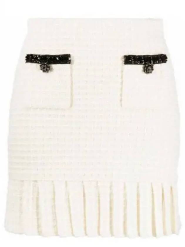 Women's Textured Knit A-Line Skirt Cream - SELF PORTRAIT - BALAAN 2