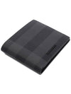 Check And Leather Half Wallet Charcoal - BURBERRY - BALAAN 6