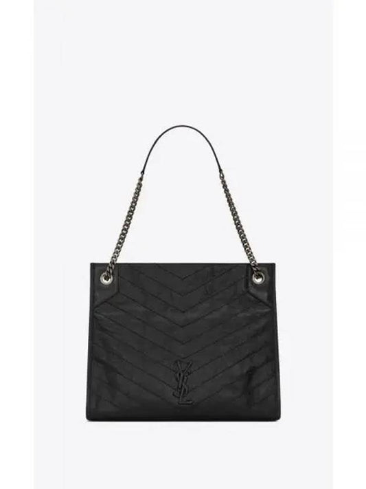 Niki Vintage Leather Shopping Tote Bag Black - SAINT LAURENT - BALAAN 2