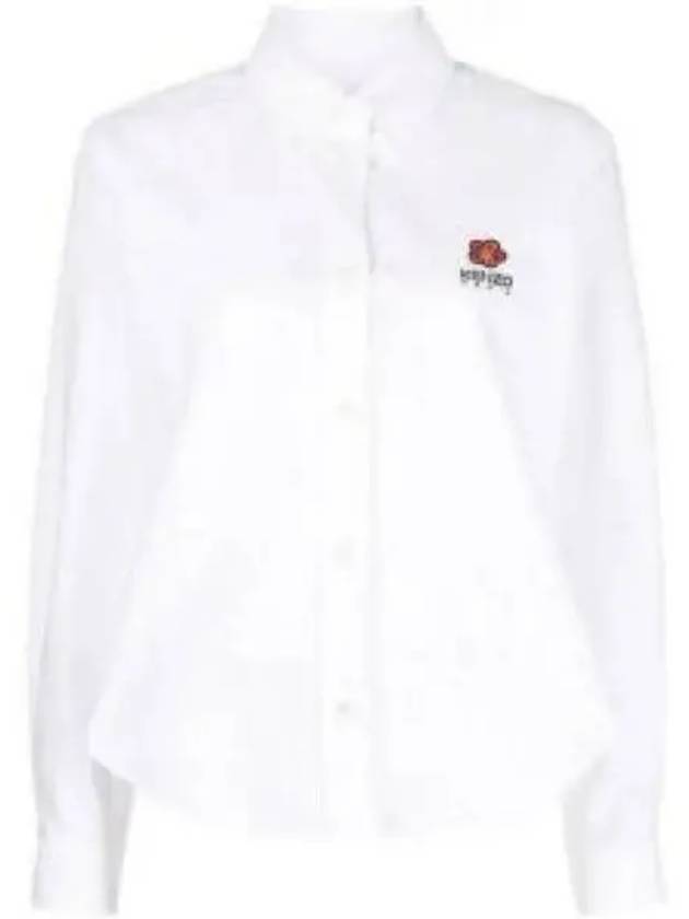 Women's Balk Flower Crest Slim Cotton Long Sleeve Shirt White - KENZO - BALAAN 2