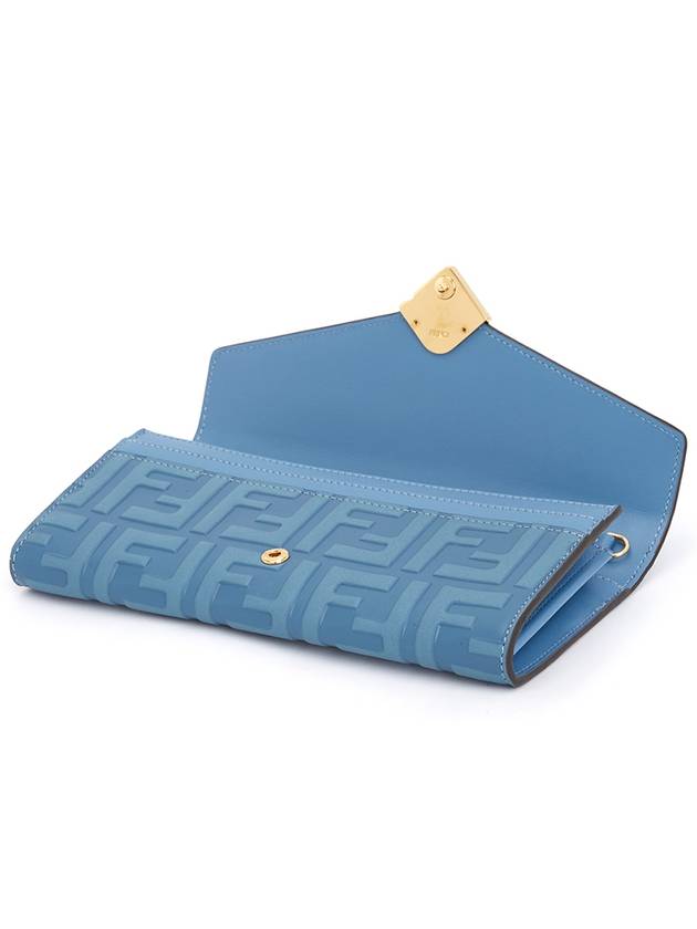 Diamond Continental FF Logo Chain Long Wallet Blue - FENDI - BALAAN 5