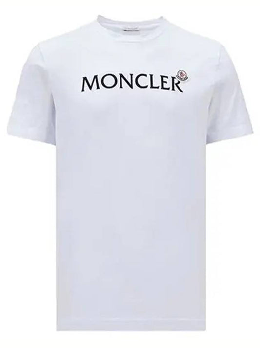 Logo patch round short sleeve t shirt white men s 8C00024 8390T 001 - MONCLER - BALAAN 1