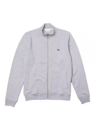 Zippered Stand Up Collar Pique Fleece Track Jacket Grey - LACOSTE - BALAAN 2