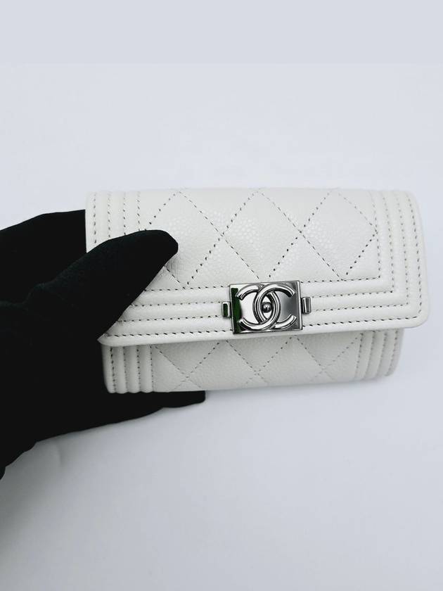 Caviar Boy Snap Card Wallet Holder White Ivory A80603 - CHANEL - BALAAN 2