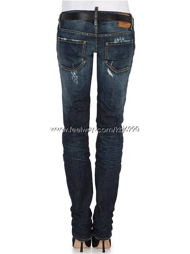 Women's Deep Blue Wrinkle Washing Slim Jeans 75LA0342 - DSQUARED2 - BALAAN 5