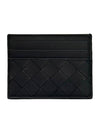 Intrecciato Leather Card Wallet Black - BOTTEGA VENETA - BALAAN 3