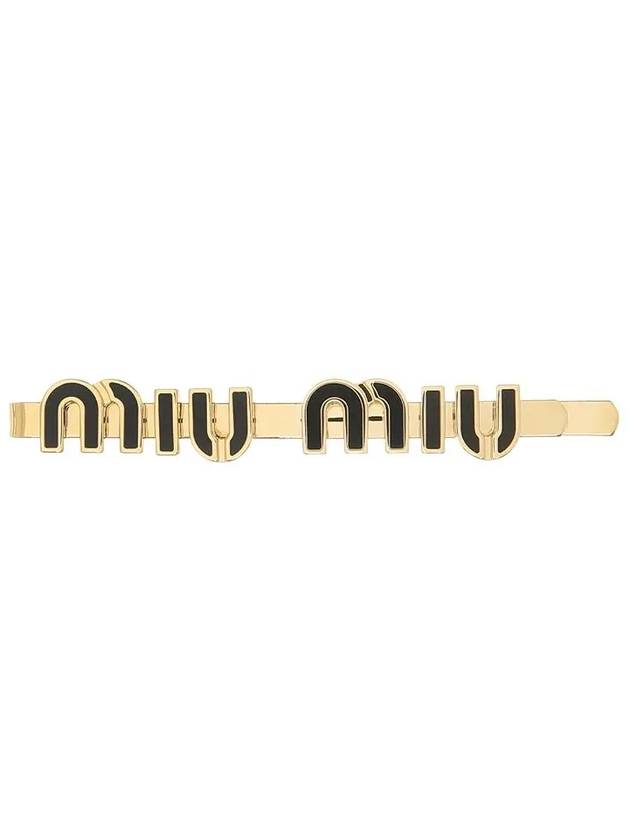 Enamel Metal Hair Clip Gold Black - MIU MIU - BALAAN 3