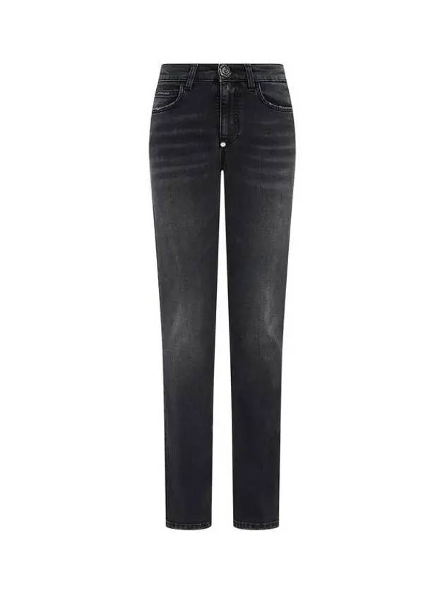 Women's Hexagon Button Regular Fit Jeans Washed Black 270375 - PHILIPP PLEIN - BALAAN 1